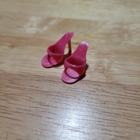 Barbie Open Toe Mule Shoes Vintage Hot Pink 1960s Heels Japan - Picture 3 of 7